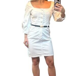 Jonathan Simkhai Standard Poppy White Denim Organic Cotton Mini Dress 4